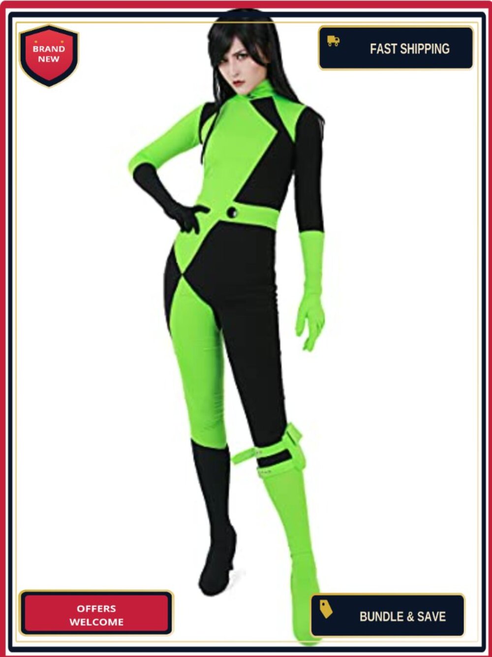 Spandex Full-Body Cosplay Jumpsuit with Gloves & Leg Bag
